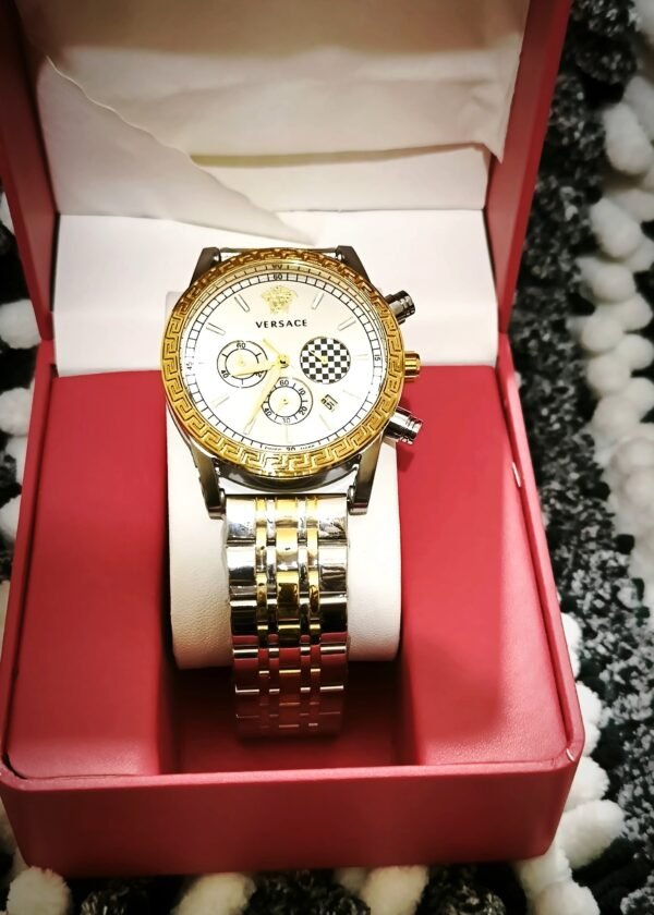 Versace Gold-Silver Chronograph Watch