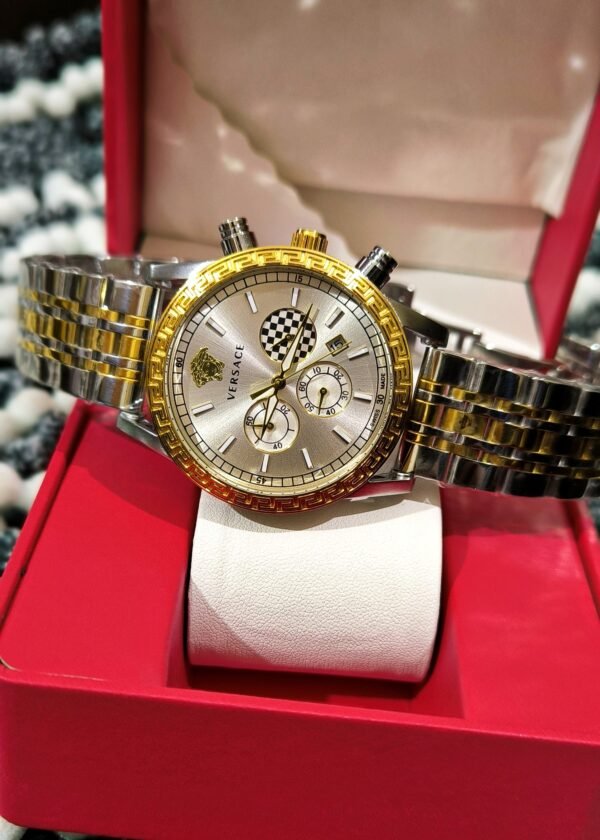 Versace Gold-Silver Chronograph Watch - Image 3